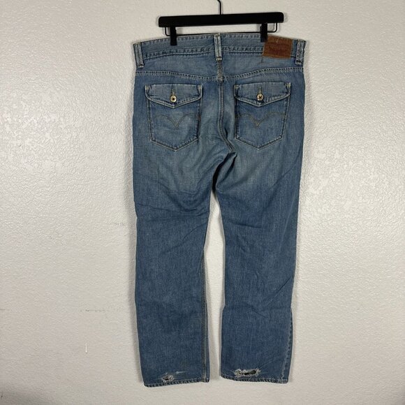 Vintage Levis Slim Straight Jeans Men 38x32 Y2k Flip Pocket Western Paint cowboy - Picture 1 of 16